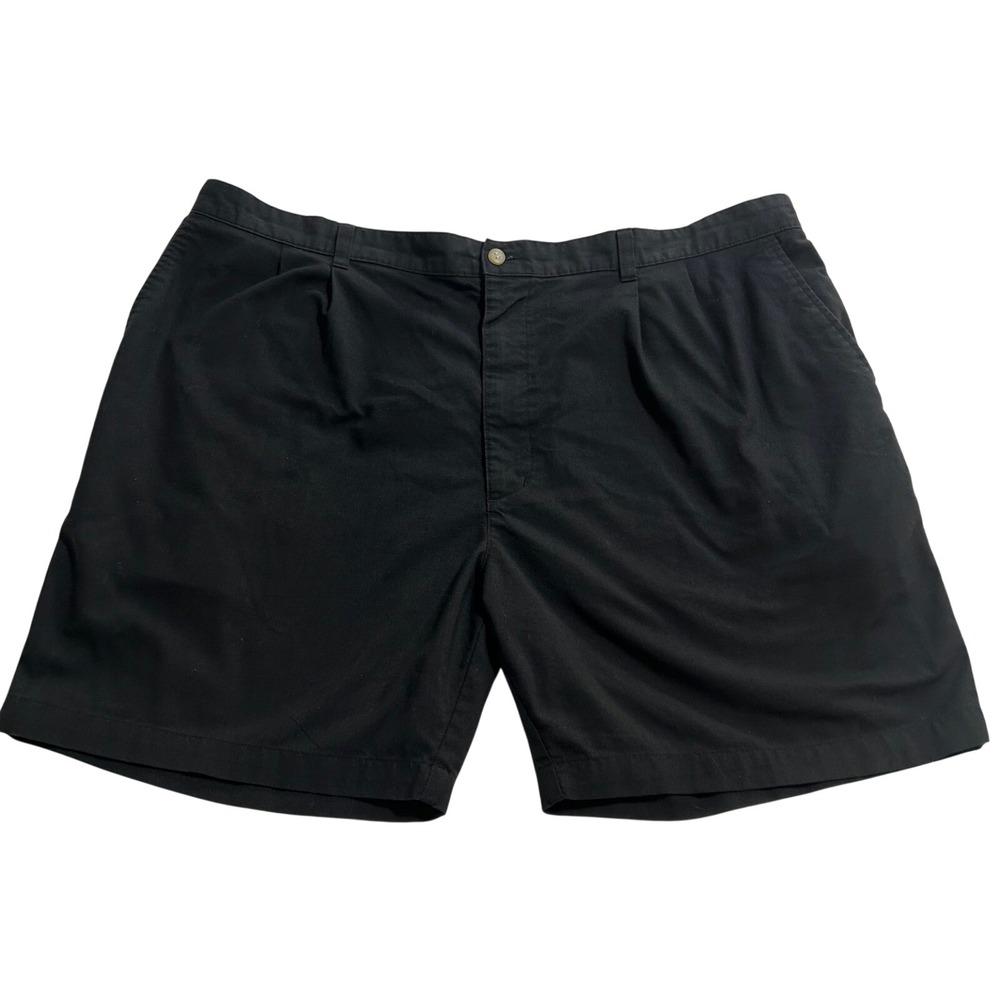 Bugle Boy Company Mens Black Pleated Chino Shorts Size 44 Elastic Waist Vintage